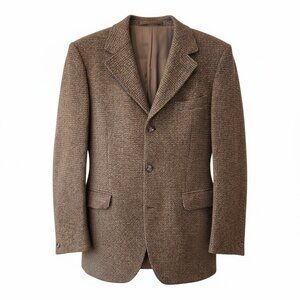 Hirmer Munich Harris Tweed Brown Houndstooth Dual Vent 3 Butt Sport Coat Men 38R